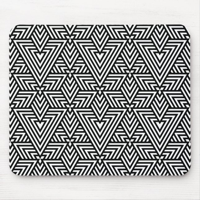 Black and White Art Deco Triangle Seamless Pattern Mouse Mat (Front)