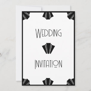 Black And White Art Deco Wedding Invitation