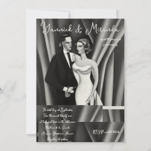 Black and White Art Deco Wedding  Invitation