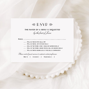 Black and White Art Deco Wedding RSVP Card