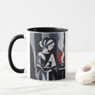 Black and White Art Deco Woman Mug