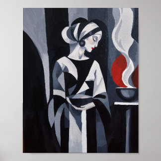 Black and White Art Deco Woman Wall Art