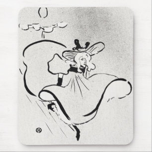 Black and White Art Jane Avril by Toulouse Lautrec Mouse Mat