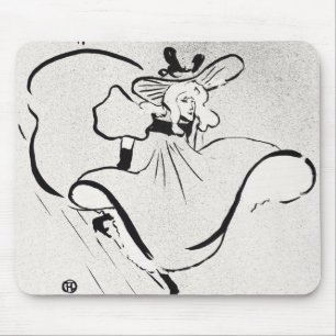 Black and White Art Jane Avril by Toulouse Lautrec Mouse Mat