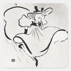 Black and White Art Jane Avril by Toulouse Lautrec Square Sticker