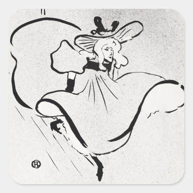 Black and White Art Jane Avril by Toulouse Lautrec Square Sticker (Front)