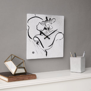 Black and White Art Jane Avril by Toulouse Lautrec Square Wall Clock