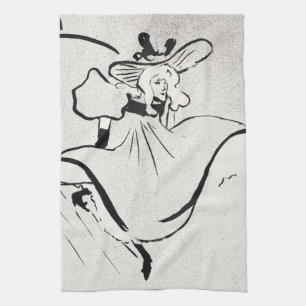 Black and White Art Jane Avril by Toulouse Lautrec Tea Towel