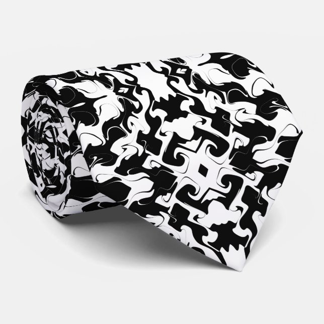 Black and white art neck tie (Rolled)