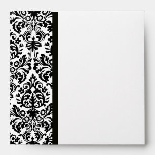 BLACK AND WHITE ART NOUVEAU DAMASK,RED WAX SEAL ENVELOPES