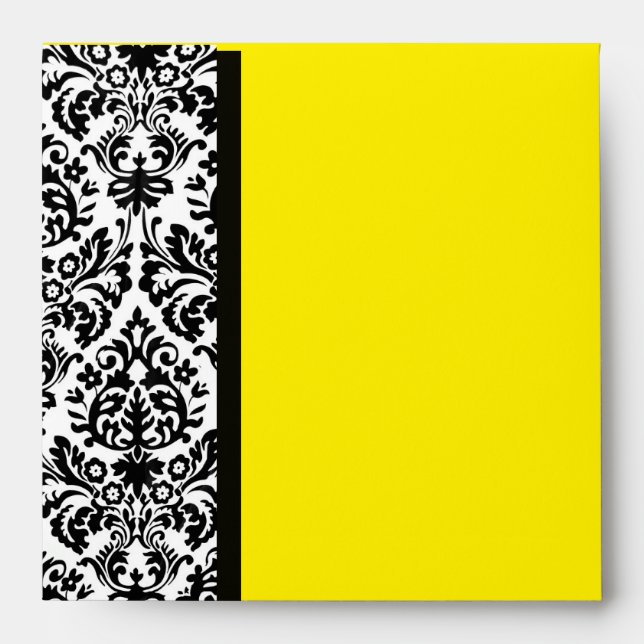 BLACK AND WHITE ART NOUVEAU DAMASK Yellow Envelopes (Front)