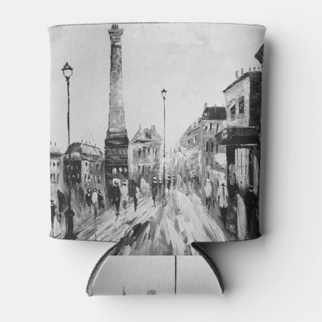 Black and white artistic paintings. can cooler (Front)