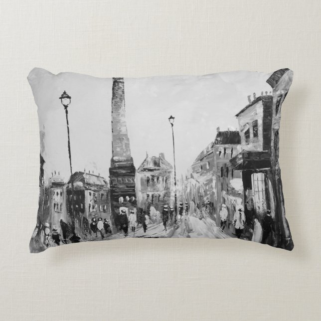 Black and white artistic paintings. decorative cushion (Front)