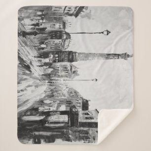 Black and white artistic paintings. sherpa blanket
