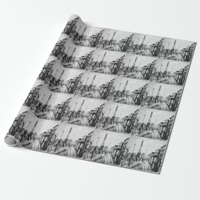 Black and white artistic paintings. wrapping paper (Unrolled)