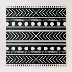 Black and White Artsy Design Pattern Jigsaw Puzzle