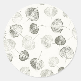 Black and White Aspen Leaves Design © Sandy Long Classic Round Sticker