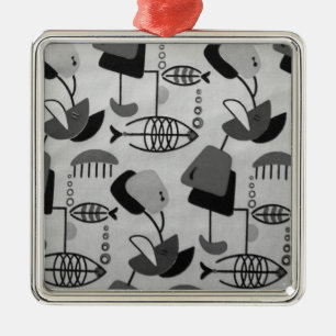 Black and White Atomic Pattern Christmas Ornament