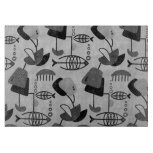Black and White Atomic Pattern Cutting Board