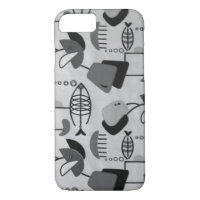 Black and White Atomic Pattern iPhone 7 Case