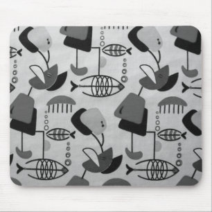 Black and White Atomic Pattern Mousepad