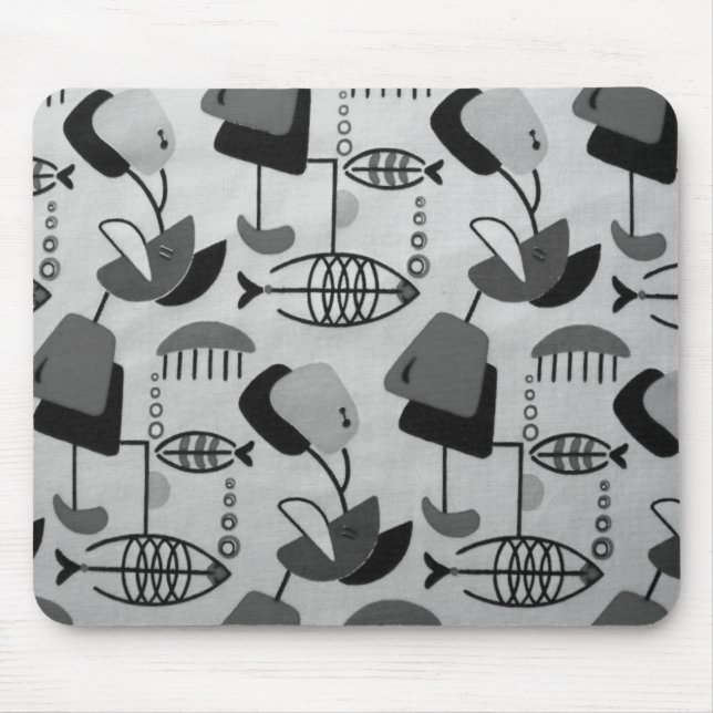 Black and White Atomic Pattern Mousepad (Front)