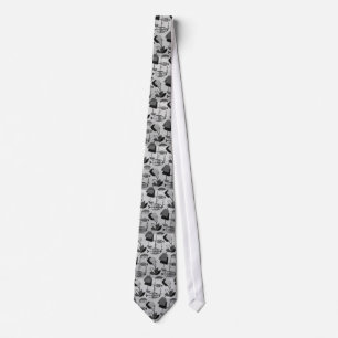 Black and White Atomic Pattern Neck Tie
