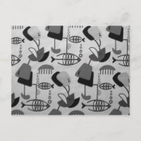 Black and White Atomic Pattern Postcard