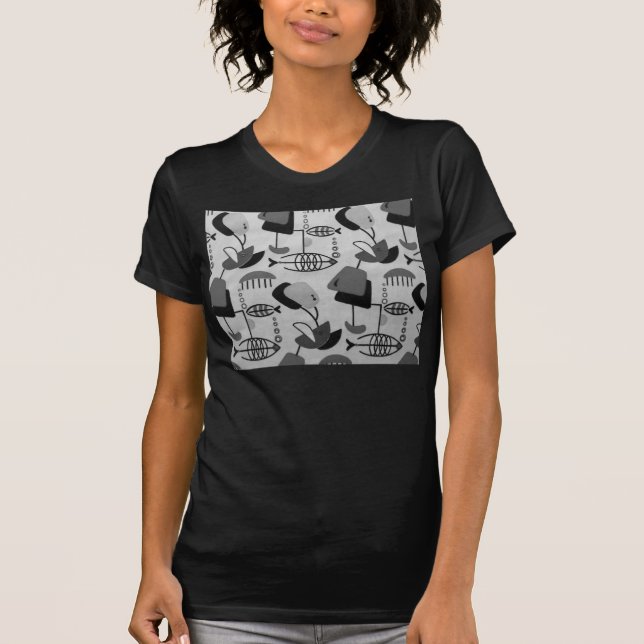 Black and White Atomic Pattern T-Shirt (Front)