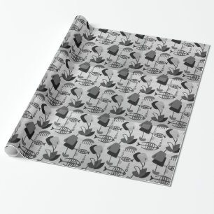 Black and White Atomic Pattern Wrapping Paper