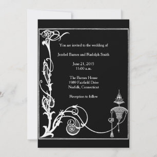 Black and White Aubrey Beardsley Fantasy Invitation