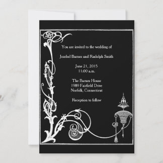 Black and White Aubrey Beardsley Fantasy Invitation