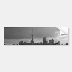 Black and White Auckland Skyline Bumper Sticker