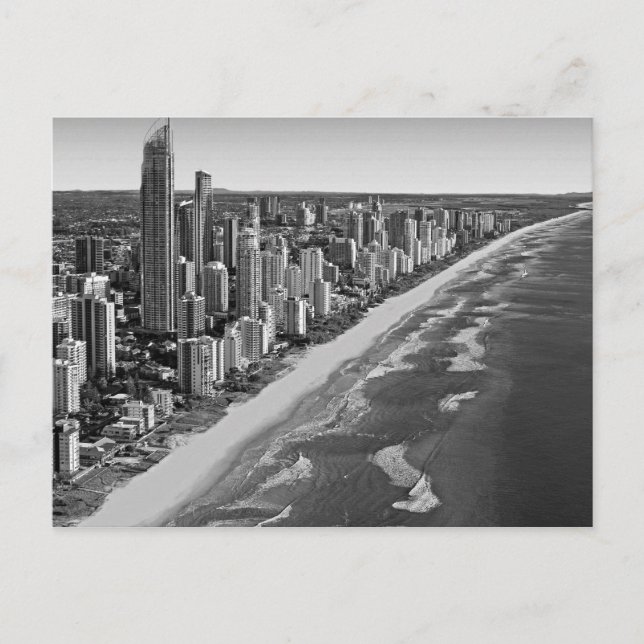 Black and White Australia Gold Coast Postcard (Front)