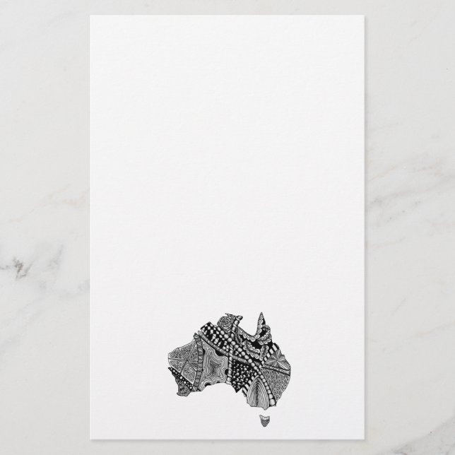 Black and White Australia Map Art Original Stationery (Front)