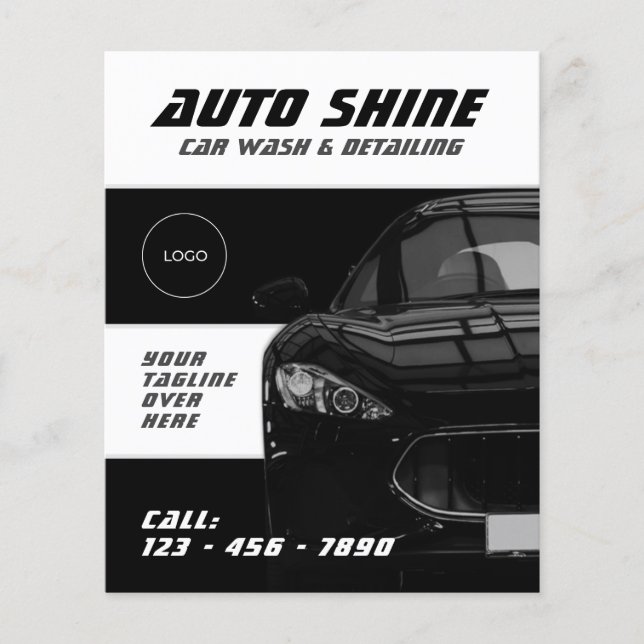 Black and white automotive  flyer (Front)