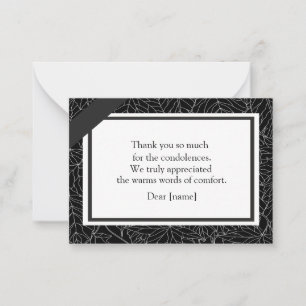 Black And White Autumn Leaves Funeral Thank You Card