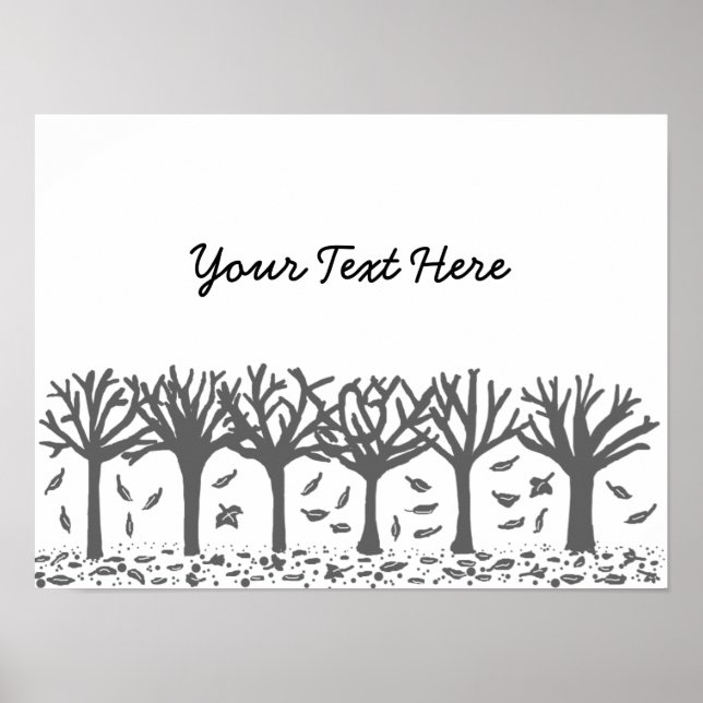 Black and white Autumn trees Poster (Front)
