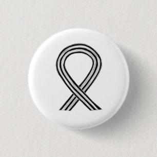 Black and White Awareness Ribbon Angel Pin Buttons