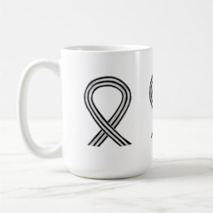 Black and White Awareness Ribbon Custom Art Mug