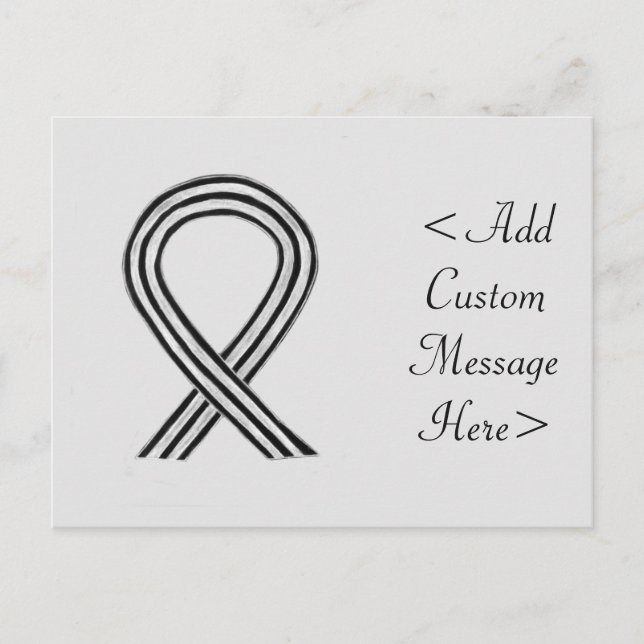 Black and White Awareness Ribbon Custom Postcard (Front)