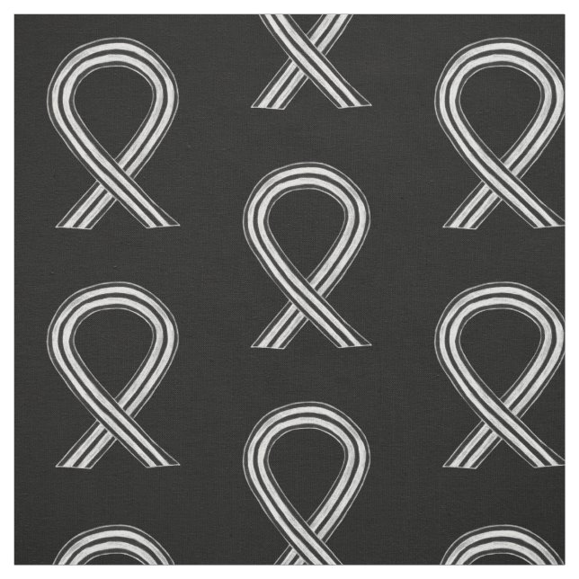 Black and White Awareness Ribbon Fabric Material (Swatch)