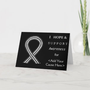 Black and White Awareness Ribbon  Greeting Cards
