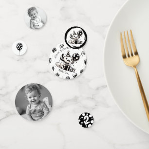 Black and White Axolotl & Balloons Birthday Confetti