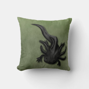 Black and White Axolotls Art Cushion