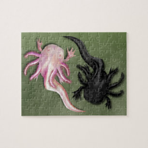 Black and White Axolotls Art Jigsaw Puzzle