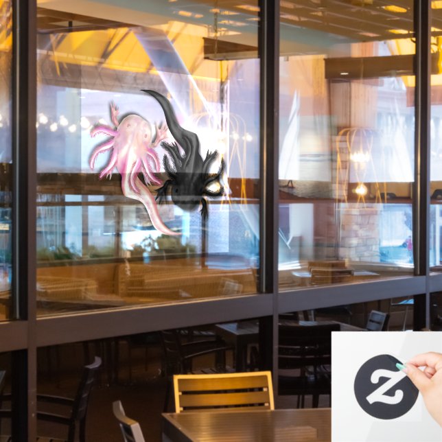 Black and White Axolotls Art Window Cling (Restaurant Window)