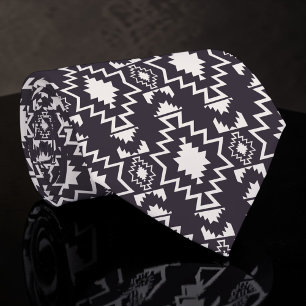 Black and White Aztec Custom Necktie