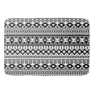 Black and White Aztec geometric vector pattern Bath Mat
