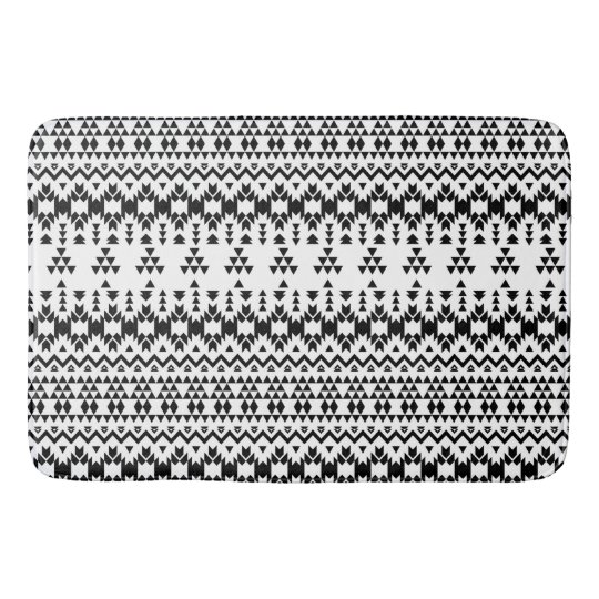 Black and White Aztec geometric vector pattern Bath Mat Zazzle.co.uk